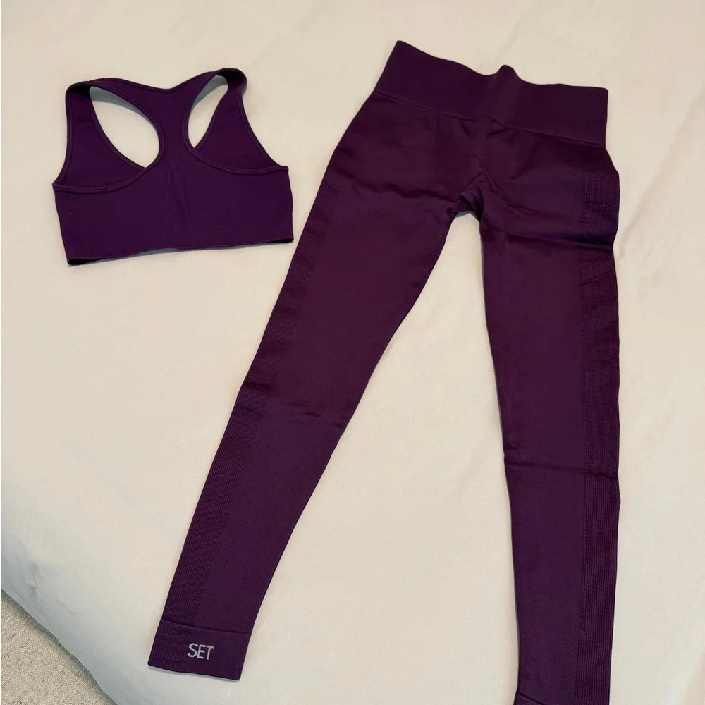 SET Active Deep Purple Seamless Sports Bra & Leggings Set - Picture 4 of 4